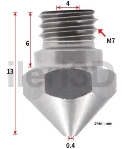 MK10 1.75mm Çelik Nozzle