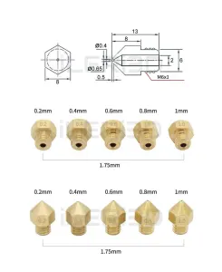Creality CR10, CR10S Pro, CR10 Max, Ender MK8 Nozzle görseli 8